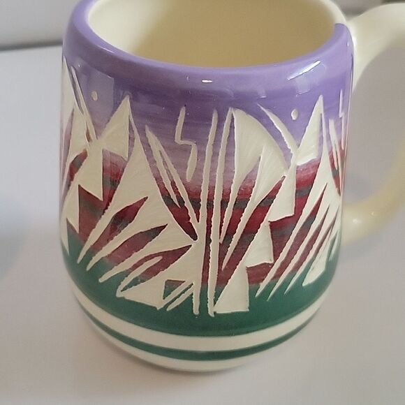 Vintage Signed Ute Navajo Pottery mug Coffee Cup Excellent set of 4 - Picture 6 of 11